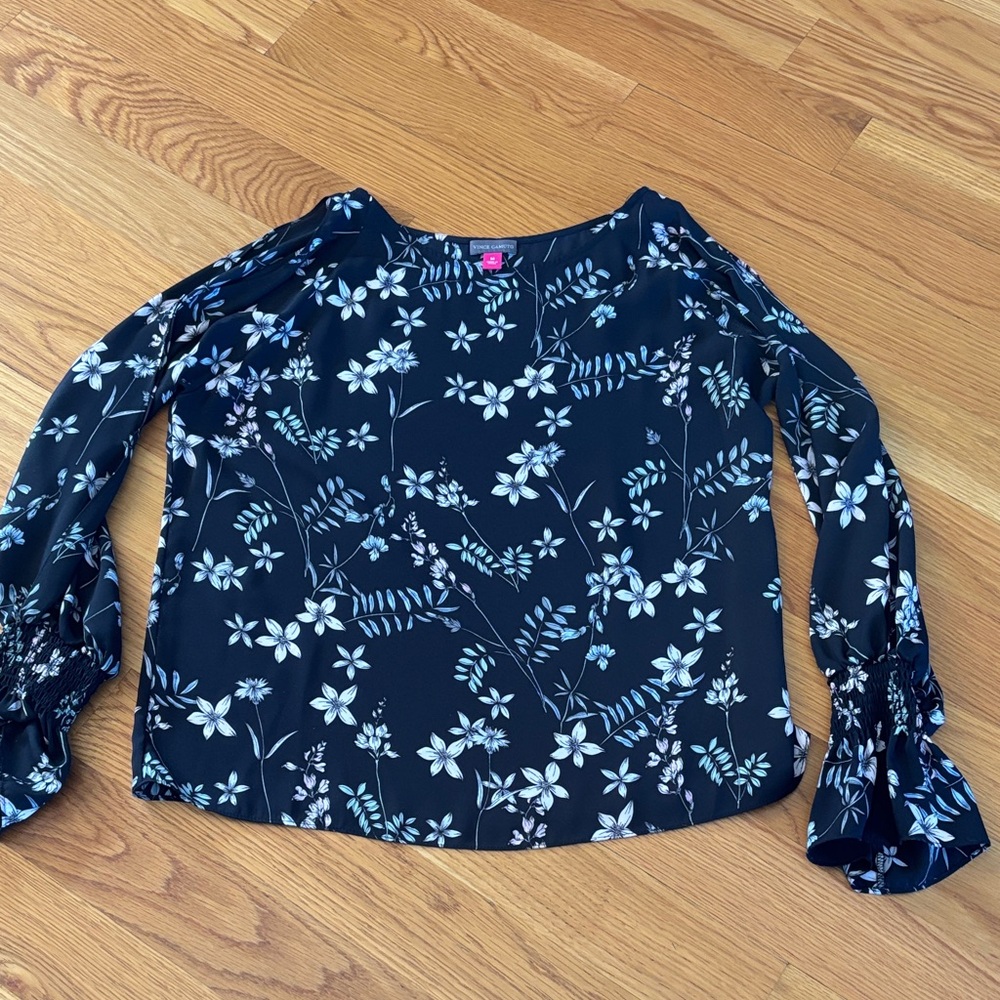 Vince Camuto Black Floral Blouse